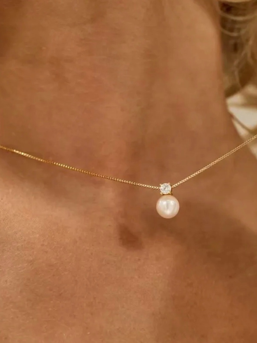 Gold Pearl Accent Necklace | PVD-Coated Stainless Steel